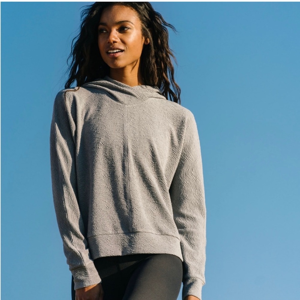 Zyia Gray Hoodie Texture Sweatshirt size L -NWT